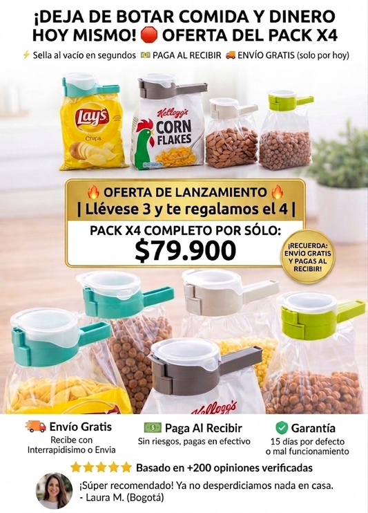 ¡DETÉN EL DESPERDICIO DE COMIDA HOY MISMO! 🛑 Pack X4 con 50% de Descuento